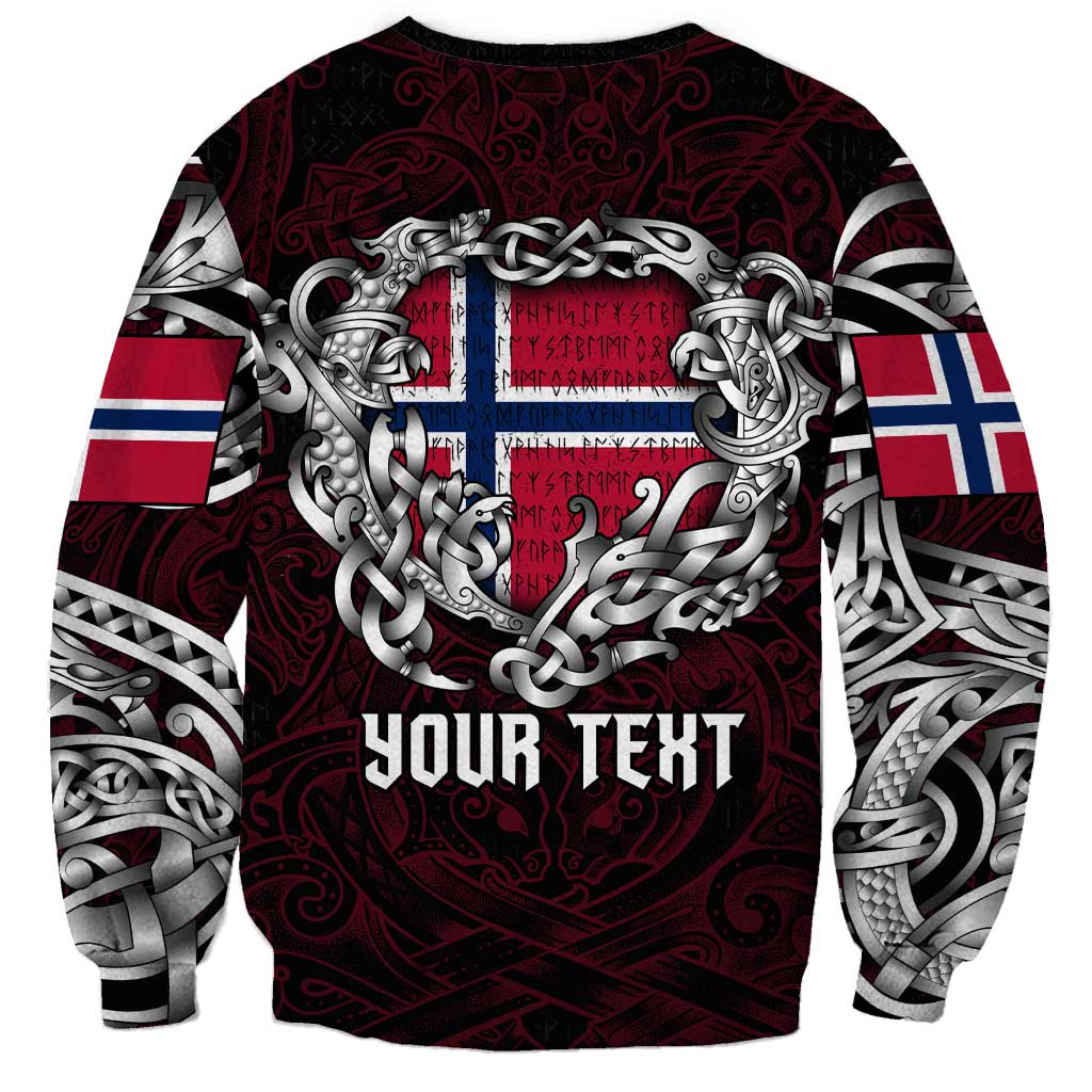 Personalized Norway Viking Blood Sweatshirt Nordic Runes and Shield of Ancestry in Tribal Knotwork