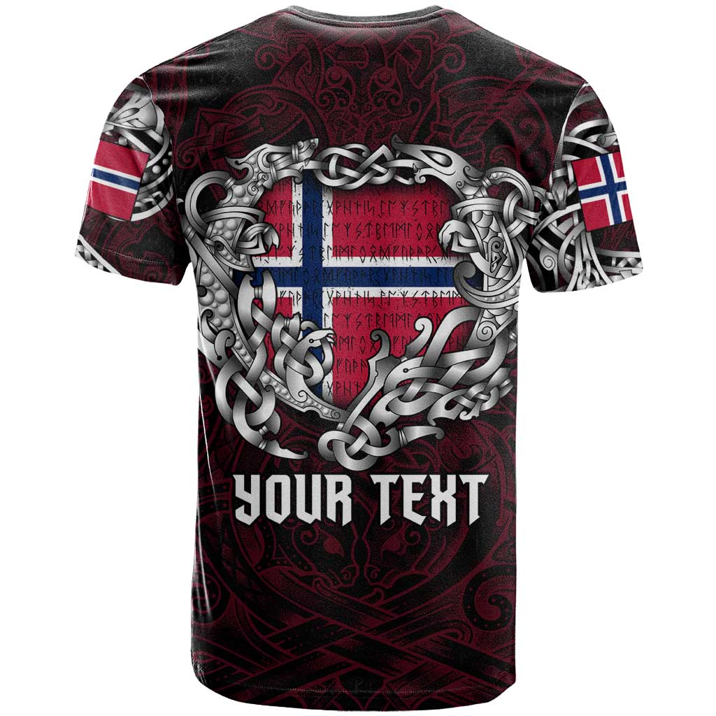 Personalized Norway Viking Blood T Shirt Nordic Runes and Shield of Ancestry in Tribal Knotwork
