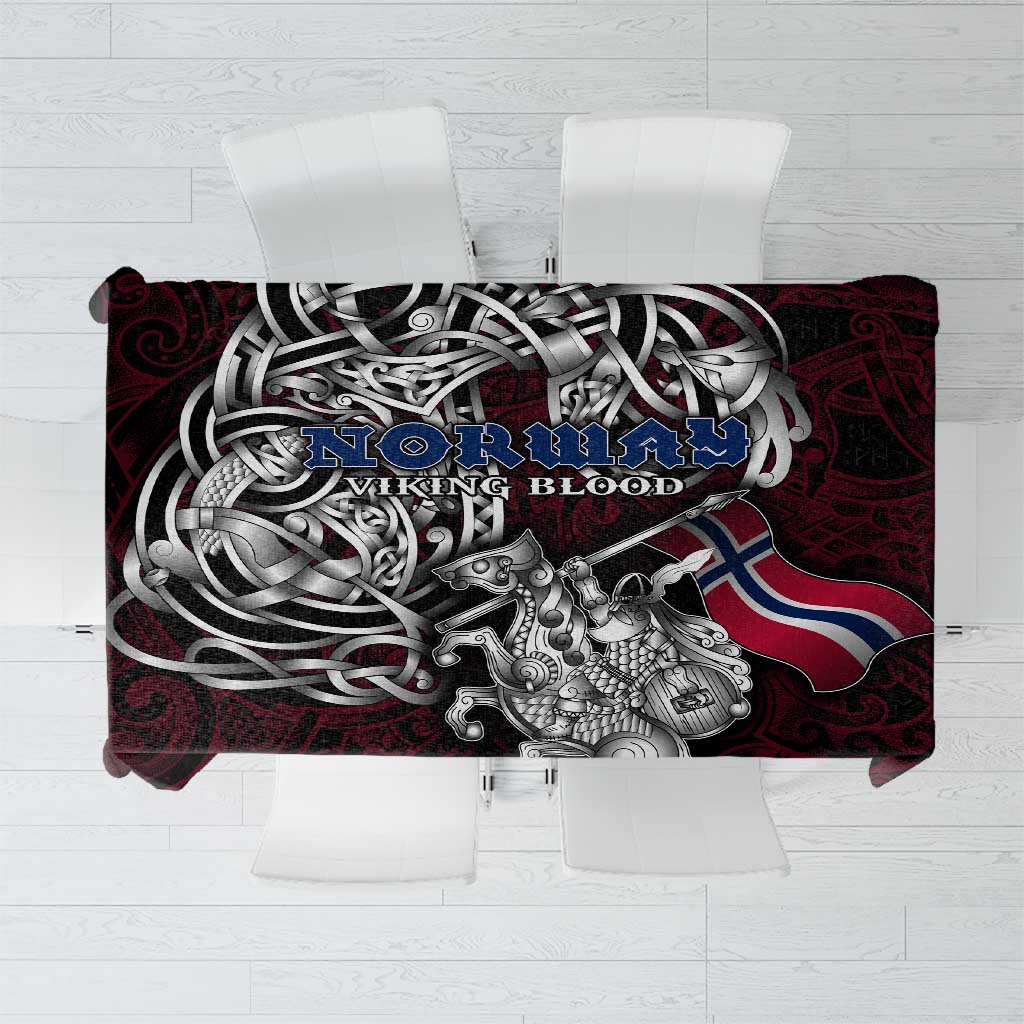 Norway Viking Blood Tablecloth Nordic Runes and Shield of Ancestry in Tribal Knotwork