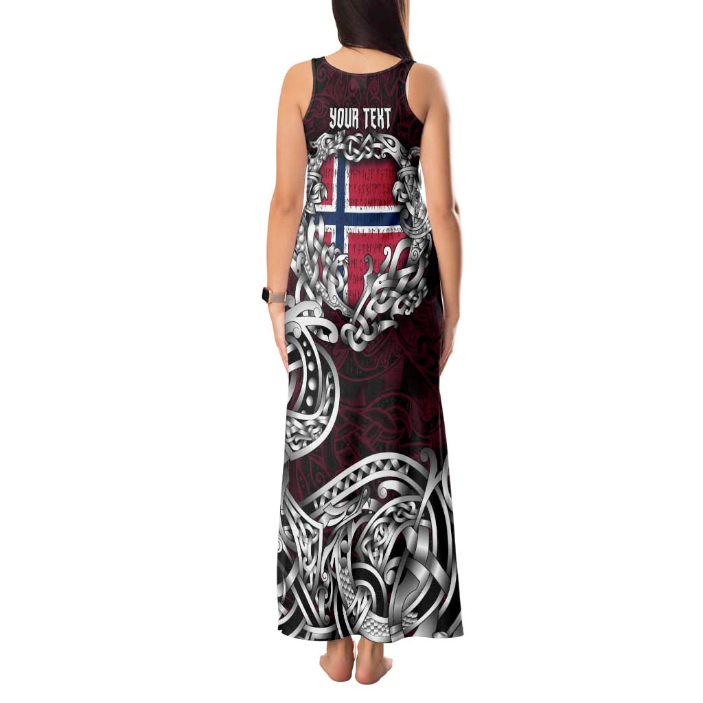 Personalized Norway Viking Blood Tank Maxi Dress Nordic Runes and Shield of Ancestry in Tribal Knotwork