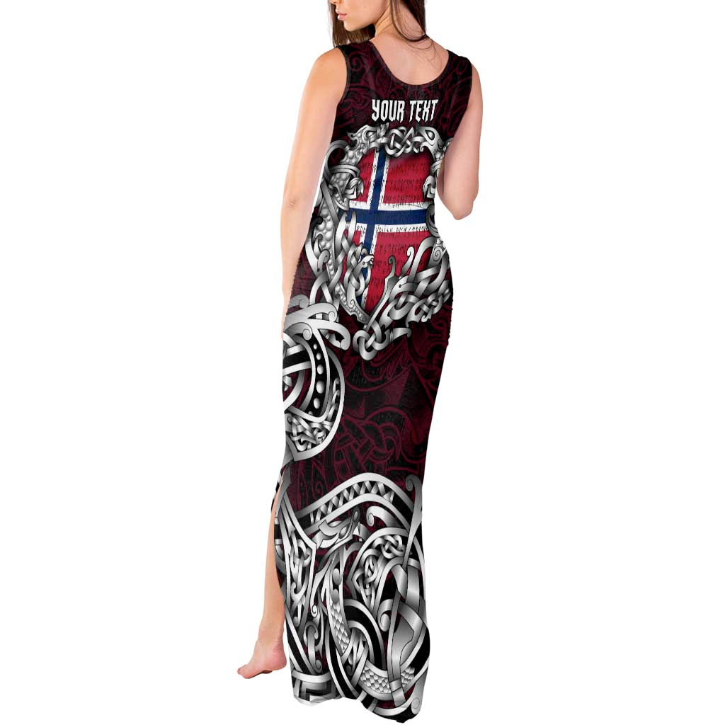 Personalized Norway Viking Blood Tank Maxi Dress Nordic Runes and Shield of Ancestry in Tribal Knotwork