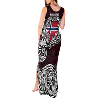 Personalized Norway Viking Blood Tank Maxi Dress Nordic Runes and Shield of Ancestry in Tribal Knotwork