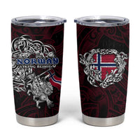 Norway Viking Blood Tumbler Cup Nordic Runes and Shield of Ancestry in Tribal Knotwork