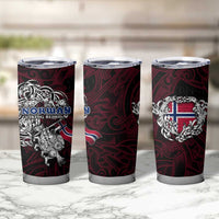 Norway Viking Blood Tumbler Cup Nordic Runes and Shield of Ancestry in Tribal Knotwork