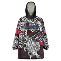 Personalized Norway Viking Blood Wearable Blanket Hoodie Nordic Runes and Shield of Ancestry in Tribal Knotwork