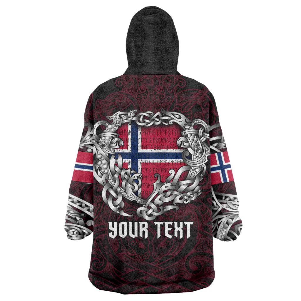 Personalized Norway Viking Blood Wearable Blanket Hoodie Nordic Runes and Shield of Ancestry in Tribal Knotwork