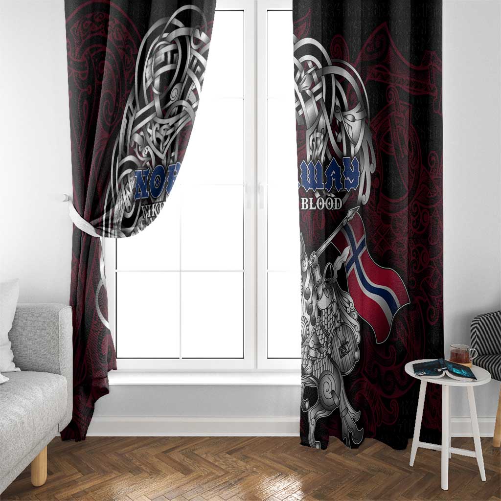Norway Viking Blood Window Curtain Nordic Runes and Shield of Ancestry in Tribal Knotwork