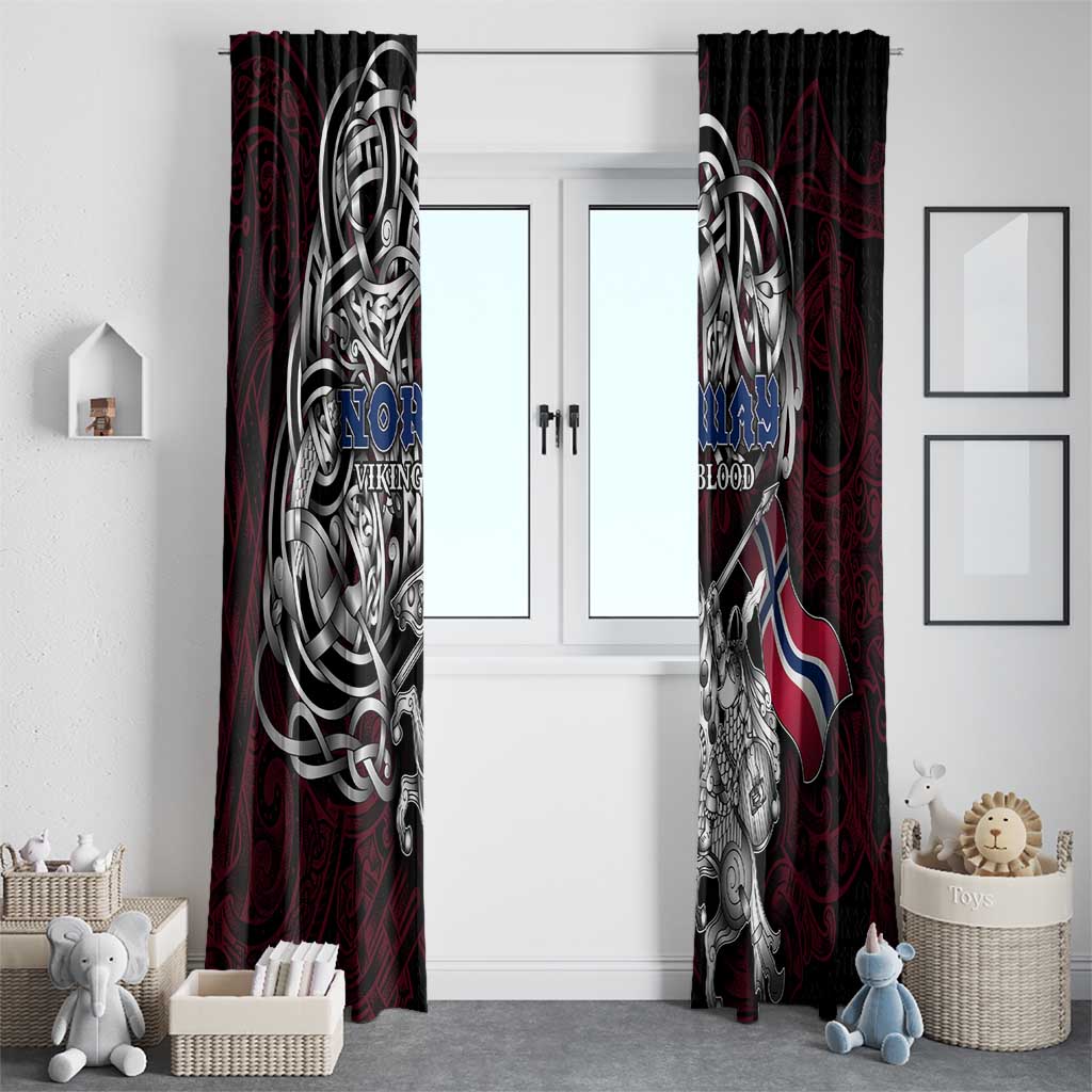 Norway Viking Blood Window Curtain Nordic Runes and Shield of Ancestry in Tribal Knotwork