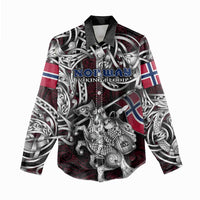 Personalized Norway Viking Blood Women Casual Shirt Nordic Runes and Shield of Ancestry in Tribal Knotwork