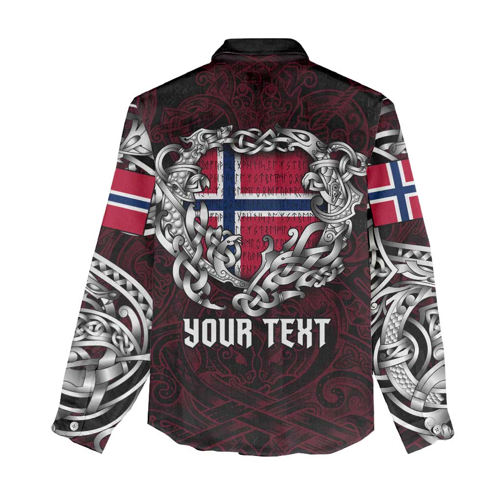 Personalized Norway Viking Blood Women Casual Shirt Nordic Runes and Shield of Ancestry in Tribal Knotwork