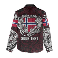 Personalized Norway Viking Blood Women Casual Shirt Nordic Runes and Shield of Ancestry in Tribal Knotwork