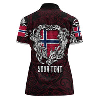 Personalized Norway Viking Blood Women Polo Shirt Nordic Runes and Shield of Ancestry in Tribal Knotwork