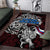 Faroe Islands Viking Blood Area Rug Nordic Runes and Shield of Ancestry in Tribal Knotwork