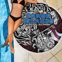 Faroe Islands Viking Blood Beach Blanket Nordic Runes and Shield of Ancestry in Tribal Knotwork