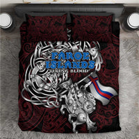 Faroe Islands Viking Blood Bedding Set Nordic Runes and Shield of Ancestry in Tribal Knotwork