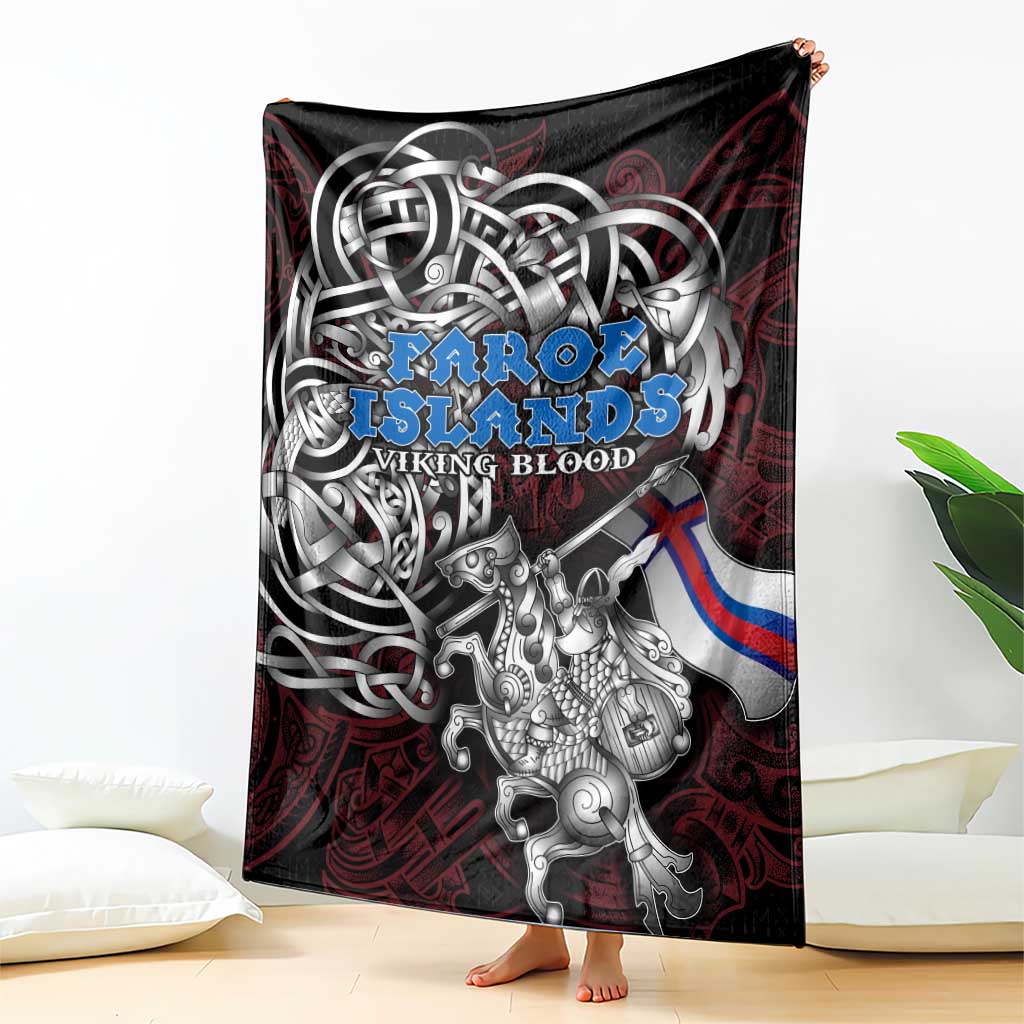 Faroe Islands Viking Blood Blanket Nordic Runes and Shield of Ancestry in Tribal Knotwork
