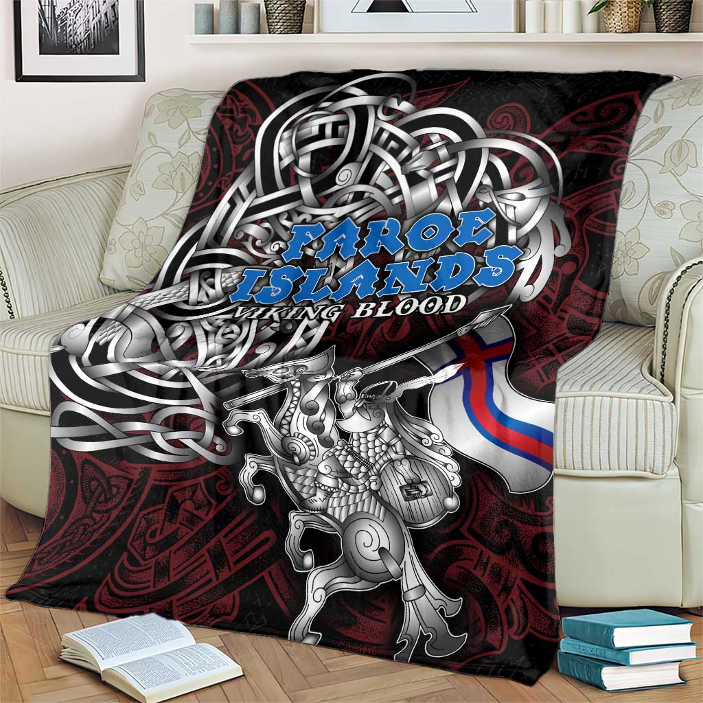 Faroe Islands Viking Blood Blanket Nordic Runes and Shield of Ancestry in Tribal Knotwork