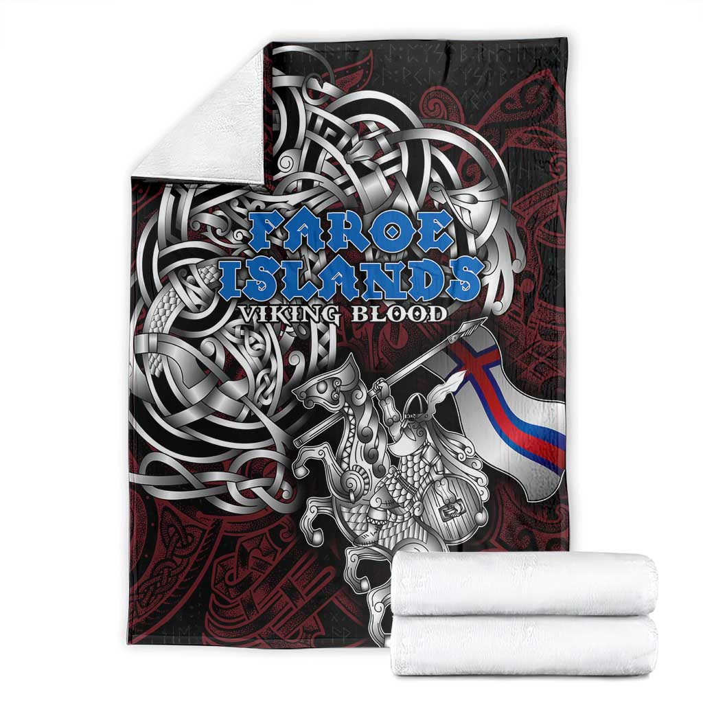 Faroe Islands Viking Blood Blanket Nordic Runes and Shield of Ancestry in Tribal Knotwork
