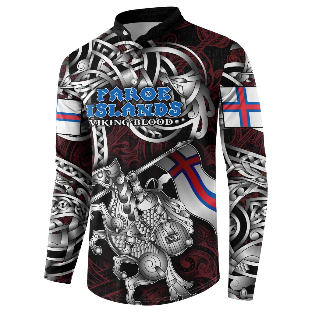 Personalized Faroe Islands Viking Blood Button Sweatshirt Nordic Runes and Shield of Ancestry in Tribal Knotwork
