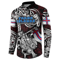 Personalized Faroe Islands Viking Blood Button Sweatshirt Nordic Runes and Shield of Ancestry in Tribal Knotwork