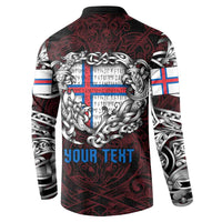 Personalized Faroe Islands Viking Blood Button Sweatshirt Nordic Runes and Shield of Ancestry in Tribal Knotwork