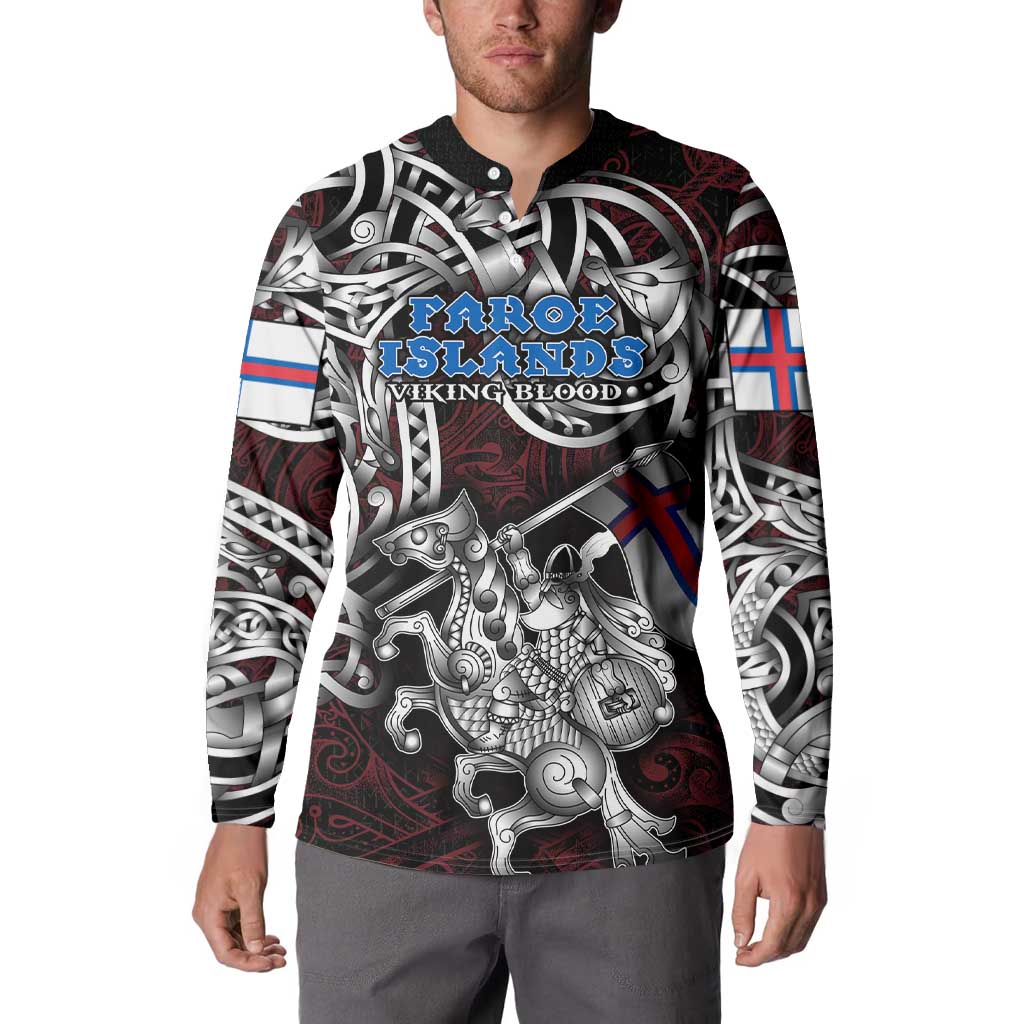 Personalized Faroe Islands Viking Blood Button Sweatshirt Nordic Runes and Shield of Ancestry in Tribal Knotwork