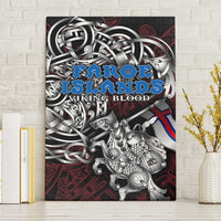 Faroe Islands Viking Blood Canvas Wall Art Nordic Runes and Shield of Ancestry in Tribal Knotwork