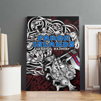 Faroe Islands Viking Blood Canvas Wall Art Nordic Runes and Shield of Ancestry in Tribal Knotwork