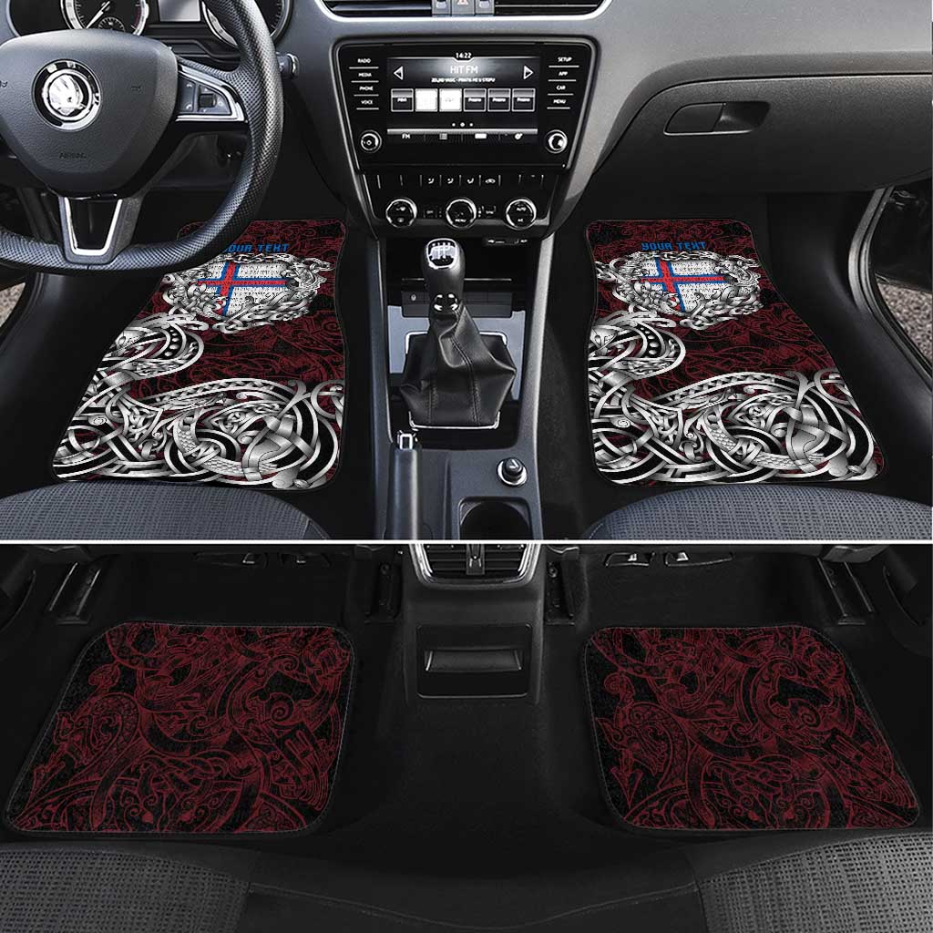 Faroe Islands Viking Blood Car Mats Nordic Runes and Shield of Ancestry in Tribal Knotwork