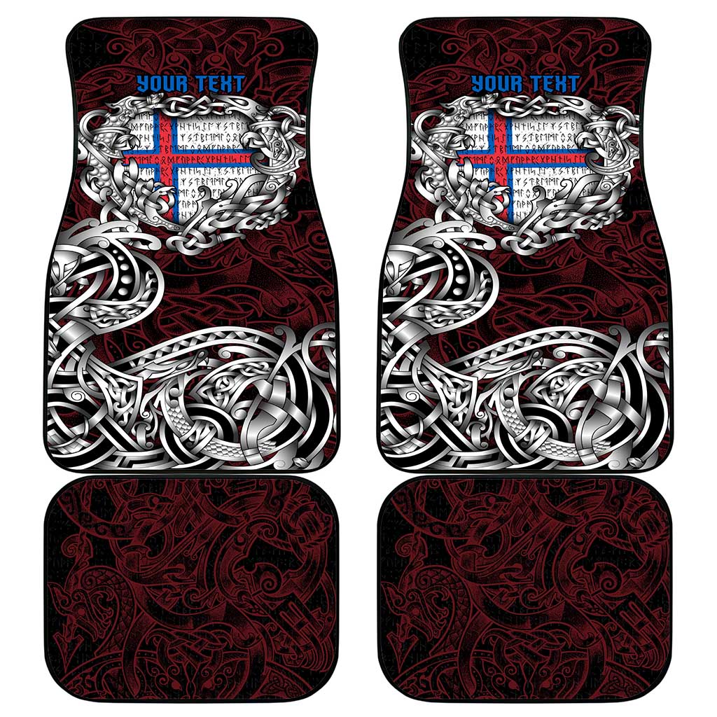Faroe Islands Viking Blood Car Mats Nordic Runes and Shield of Ancestry in Tribal Knotwork