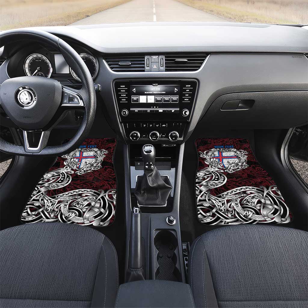 Faroe Islands Viking Blood Car Mats Nordic Runes and Shield of Ancestry in Tribal Knotwork
