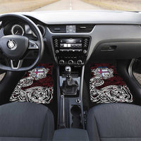Faroe Islands Viking Blood Car Mats Nordic Runes and Shield of Ancestry in Tribal Knotwork