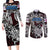 Personalized Faroe Islands Viking Blood Couples Matching Long Sleeve Bodycon Dress and Long Sleeve Button Shirt Nordic Runes and Shield of Ancestry in Tribal Knotwork