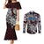 Personalized Faroe Islands Viking Blood Couples Matching Mermaid Dress and Long Sleeve Button Shirt Nordic Runes and Shield of Ancestry in Tribal Knotwork