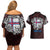 Personalized Faroe Islands Viking Blood Couples Matching Off Shoulder Short Dress and Hawaiian Shirt Nordic Runes and Shield of Ancestry in Tribal Knotwork