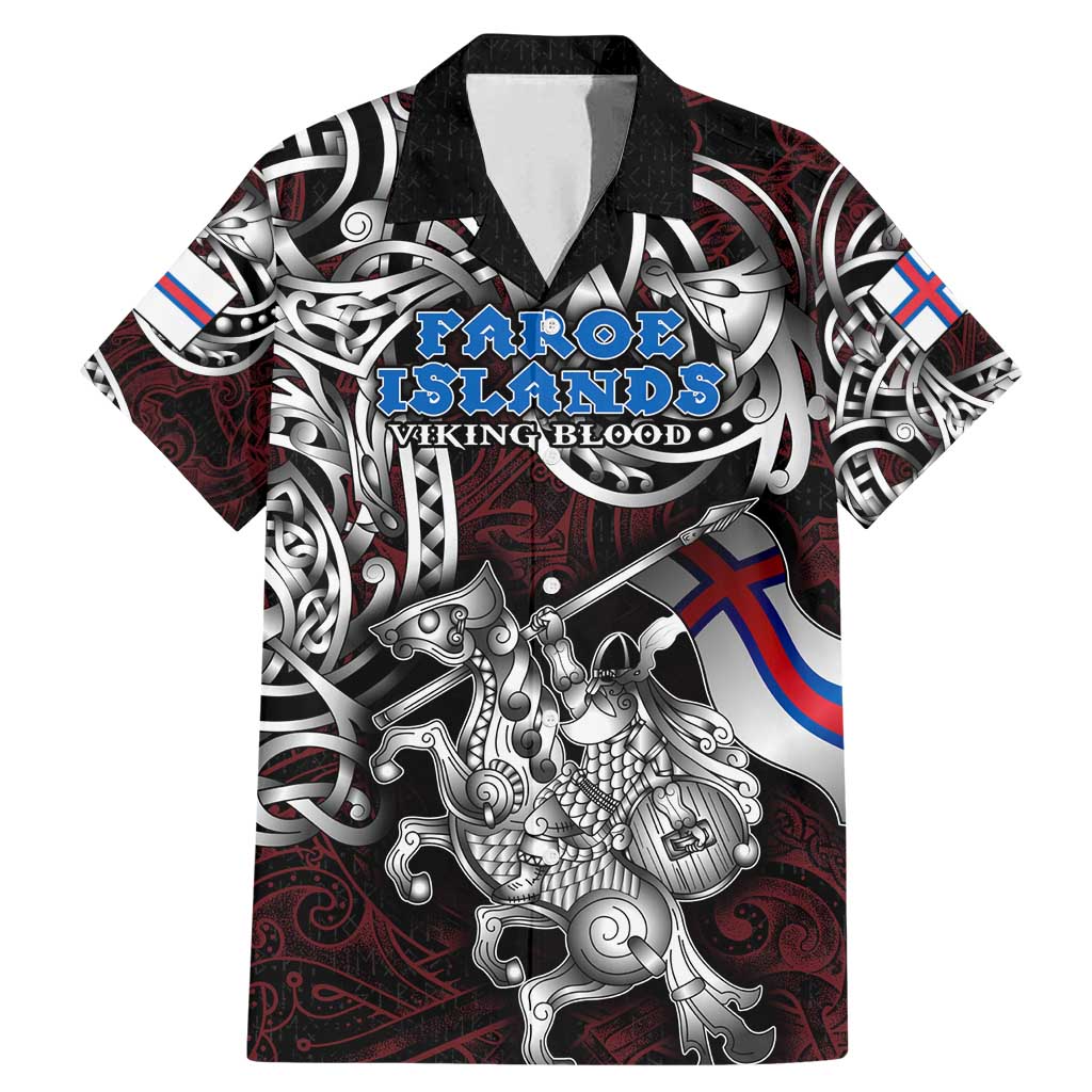 Personalized Faroe Islands Viking Blood Family Matching Mermaid Dress and Hawaiian Shirt Nordic Runes and Shield of Ancestry in Tribal Knotwork