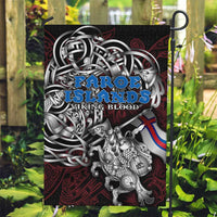 Faroe Islands Viking Blood Garden Flag Nordic Runes and Shield of Ancestry in Tribal Knotwork