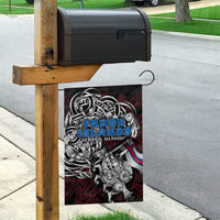 Faroe Islands Viking Blood Garden Flag Nordic Runes and Shield of Ancestry in Tribal Knotwork