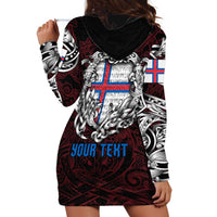 Personalized Faroe Islands Viking Blood Hoodie Dress Nordic Runes and Shield of Ancestry in Tribal Knotwork
