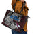 Faroe Islands Viking Blood Leather Tote Bag Nordic Runes and Shield of Ancestry in Tribal Knotwork