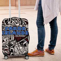 Faroe Islands Viking Blood Luggage Cover Nordic Runes and Shield of Ancestry in Tribal Knotwork