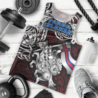 Personalized Faroe Islands Viking Blood Men Tank Top Nordic Runes and Shield of Ancestry in Tribal Knotwork