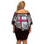 Personalized Faroe Islands Viking Blood Off Shoulder Short Dress Nordic Runes and Shield of Ancestry in Tribal Knotwork