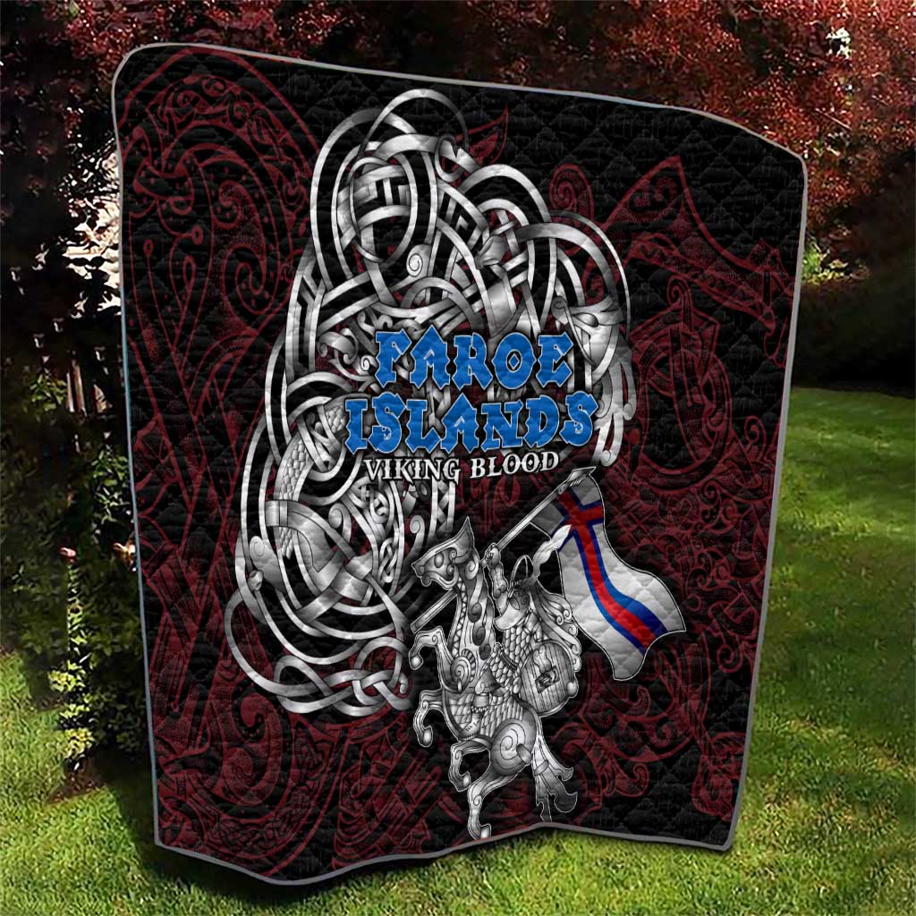 Faroe Islands Viking Blood Quilt Nordic Runes and Shield of Ancestry in Tribal Knotwork