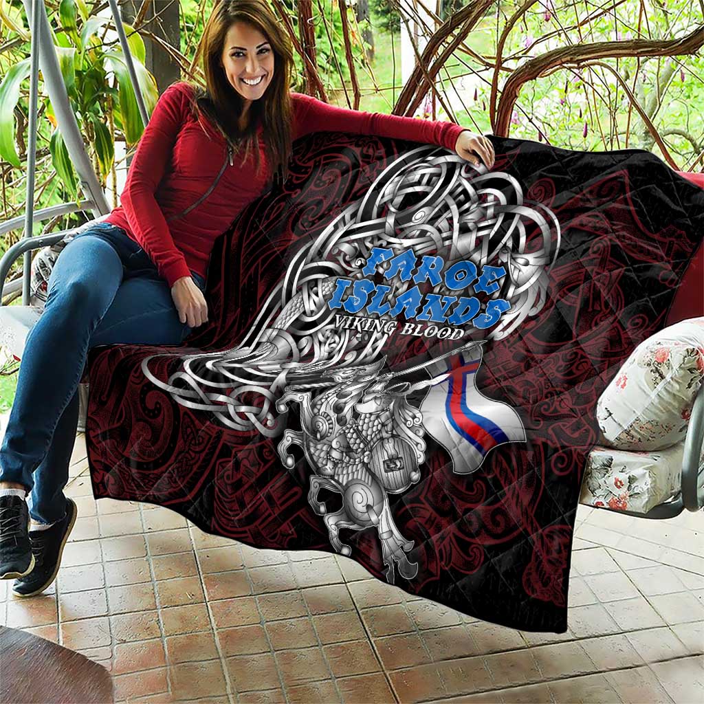 Faroe Islands Viking Blood Quilt Nordic Runes and Shield of Ancestry in Tribal Knotwork