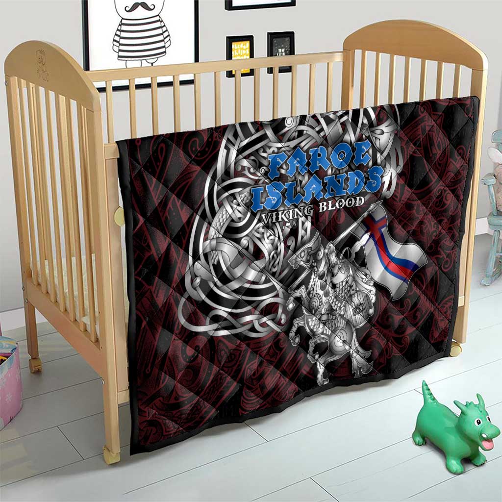 Faroe Islands Viking Blood Quilt Nordic Runes and Shield of Ancestry in Tribal Knotwork