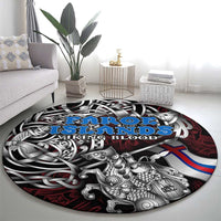 Faroe Islands Viking Blood Round Carpet Nordic Runes and Shield of Ancestry in Tribal Knotwork