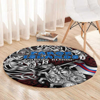 Faroe Islands Viking Blood Round Carpet Nordic Runes and Shield of Ancestry in Tribal Knotwork