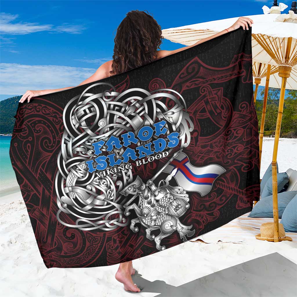 Faroe Islands Viking Blood Sarong Nordic Runes and Shield of Ancestry in Tribal Knotwork