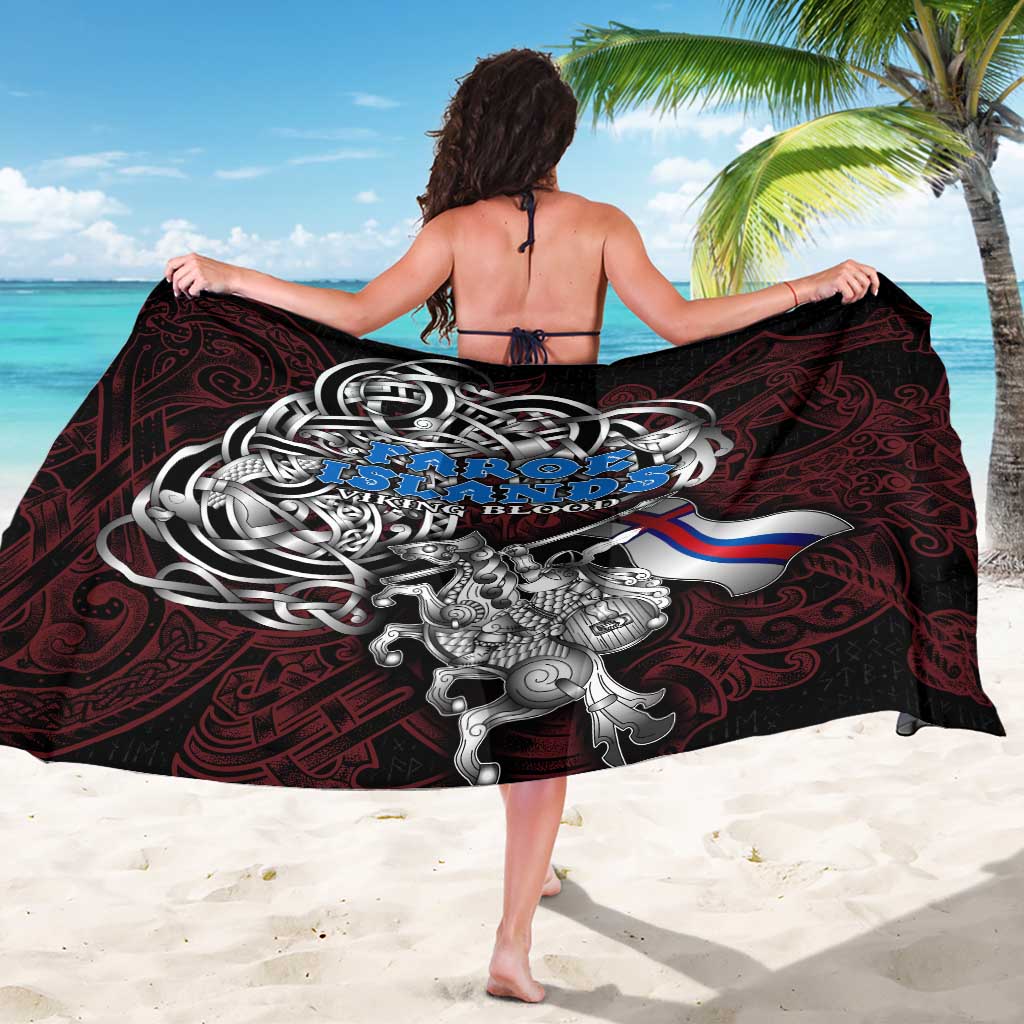 Faroe Islands Viking Blood Sarong Nordic Runes and Shield of Ancestry in Tribal Knotwork